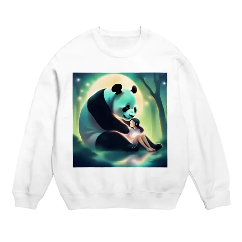 月夜のパンダと女の子5 Crew Neck Sweatshirt