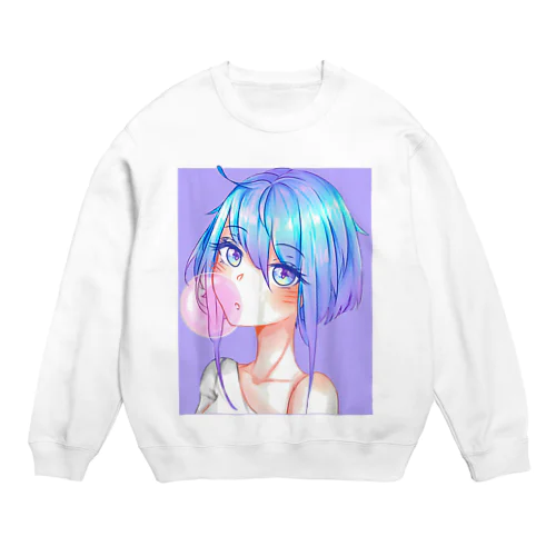 バブルガムを噛むアニメガール 日本の美学 アニメオタク Crew Neck Sweatshirt