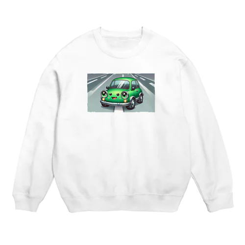 かわいい緑の車 Crew Neck Sweatshirt