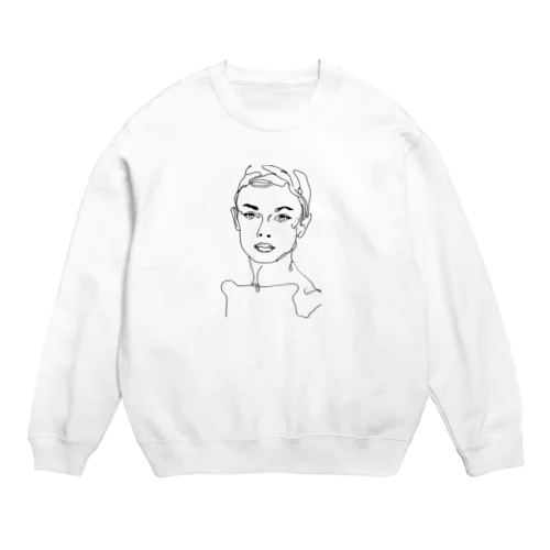 視線に宿る自信と魅力 Crew Neck Sweatshirt