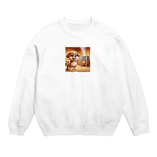 可愛い子犬がサウナでととのう Crew Neck Sweatshirt