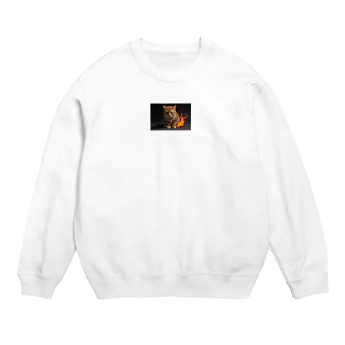 炎の守護者「炎タイプの猫」 Crew Neck Sweatshirt