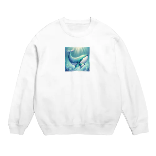 ほのぼのクジラの親子 Crew Neck Sweatshirt