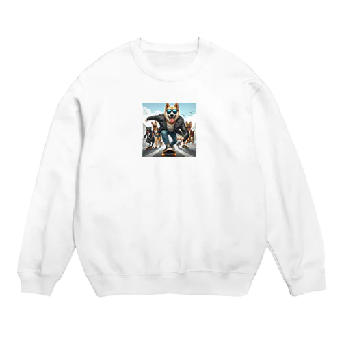 ワイルドワンちゃん Crew Neck Sweatshirt