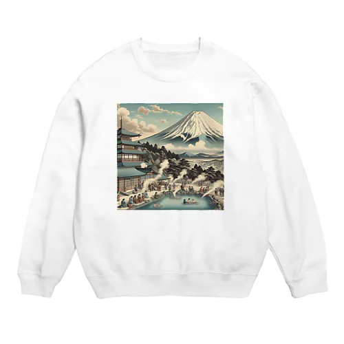 Japan Mt. Fuji Sento Bathhouse Beautiful scenery Crew Neck Sweatshirt