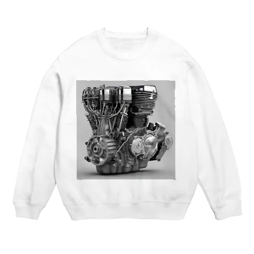 クラシックなバイクエンジンの詳細：メカニカルアートの魅力 Crew Neck Sweatshirt