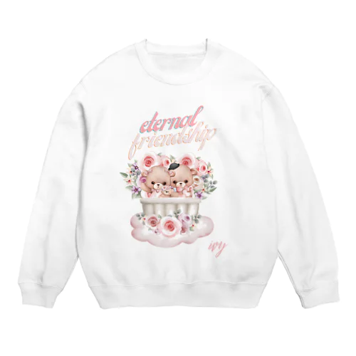 かわいいくまちゃんとお花 Crew Neck Sweatshirt