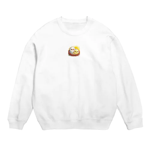 セキセイひな2羽のグッズ Crew Neck Sweatshirt