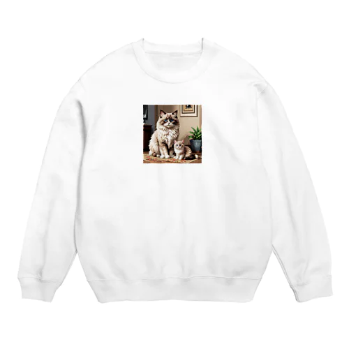 猫の親子2 Crew Neck Sweatshirt