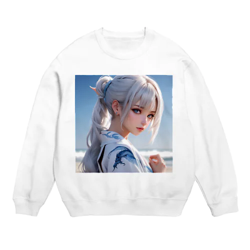 白髪和服美女シリーズ0001 Crew Neck Sweatshirt