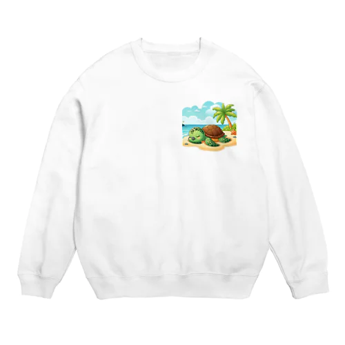 昼寝ウミガメ Crew Neck Sweatshirt