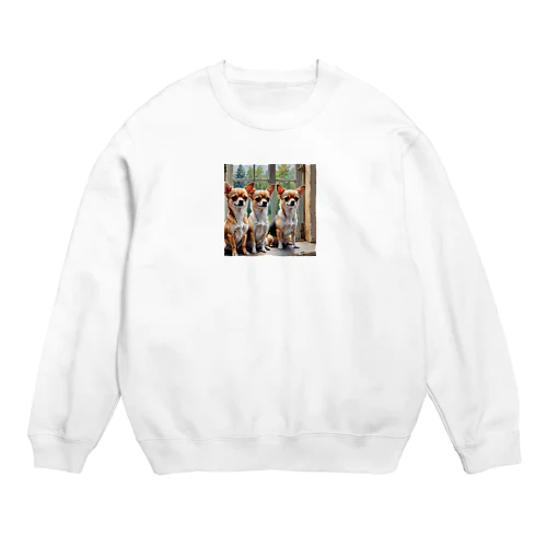 キュートほのぼのチワワ兄弟 Crew Neck Sweatshirt