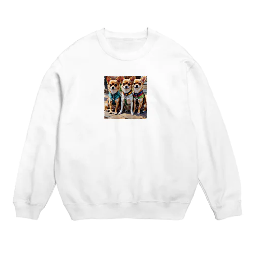 かわいさ満点おさんぽチワワ兄弟 Crew Neck Sweatshirt