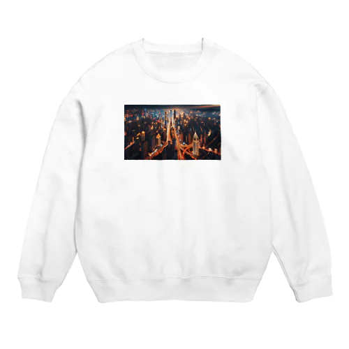 美しい都会の夜景 Crew Neck Sweatshirt