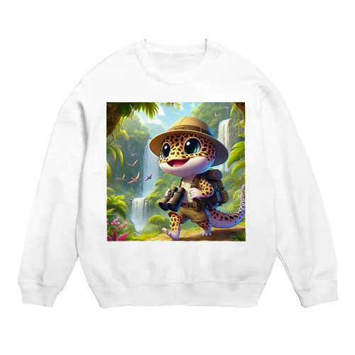 探検家のヒョウモントカゲモドキ Crew Neck Sweatshirt