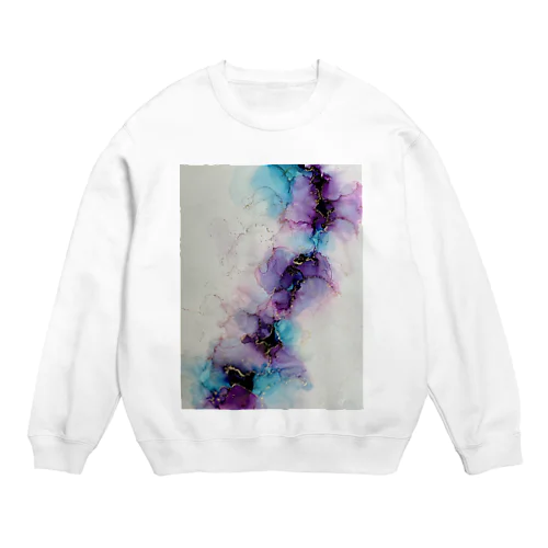 Ink-Art 大理石風　紫 Crew Neck Sweatshirt