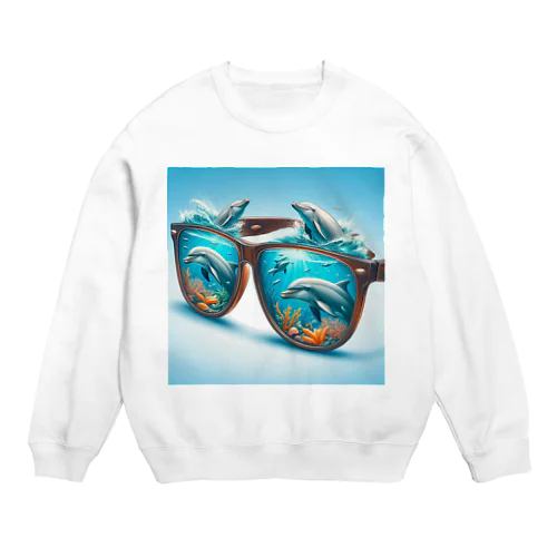 イルカの視界：海の楽園を映すサングラス Crew Neck Sweatshirt