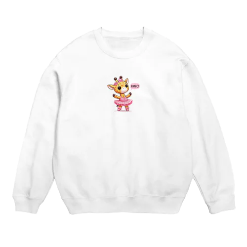 この可愛らしいイメージは、まるでバレリーナのようなしなやかな動きをするキリンを描いています。 Crew Neck Sweatshirt