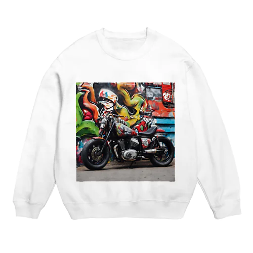 ストリートアートに映えるカスタムバイク Crew Neck Sweatshirt