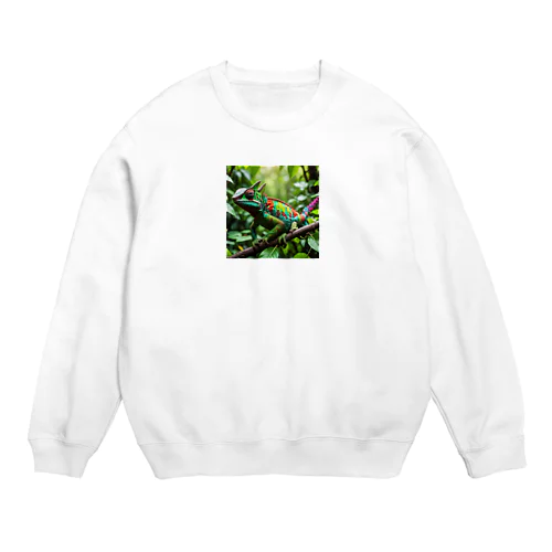 色彩豊かなカメレオンのジャングルの姿 Crew Neck Sweatshirt