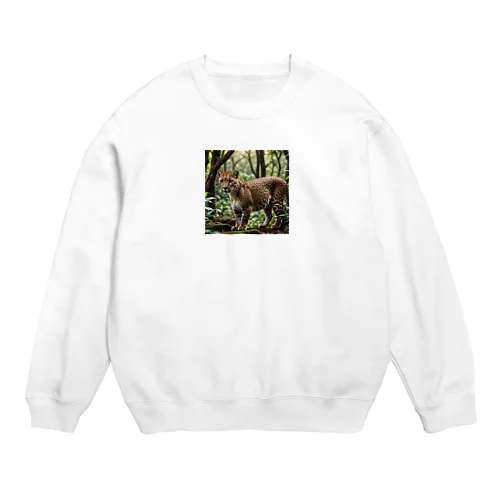 ジャングルを歩くヒョウ Crew Neck Sweatshirt