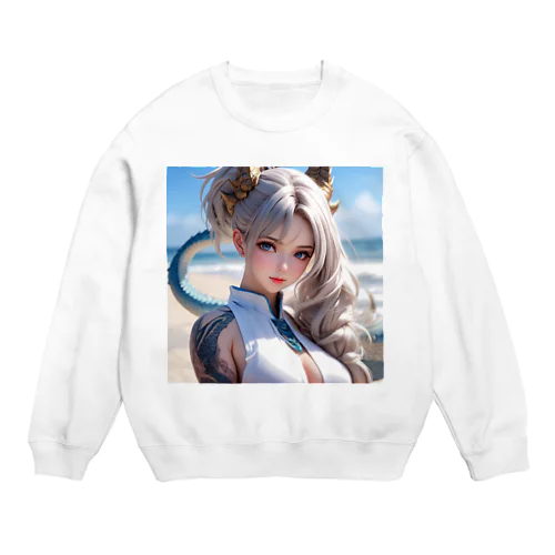 ドラゴン娘 白髪和服美女シリーズ 0004 Crew Neck Sweatshirt