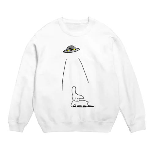 踏ん張ってるイヌとUFO Crew Neck Sweatshirt