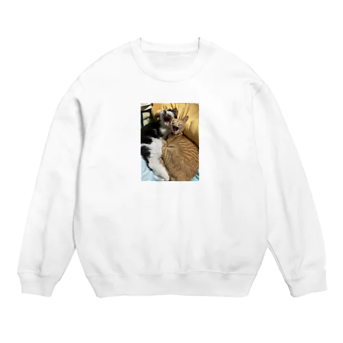 キュートな猫猫あくび Crew Neck Sweatshirt