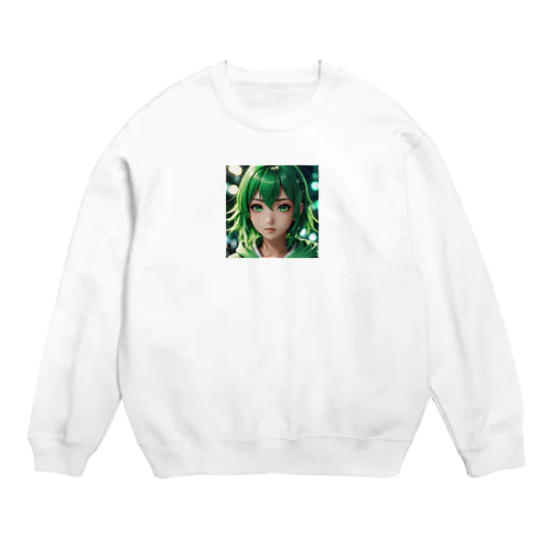 可愛らしいアニメキャラクターが描かれた美少女イラスト Crew Neck Sweatshirt