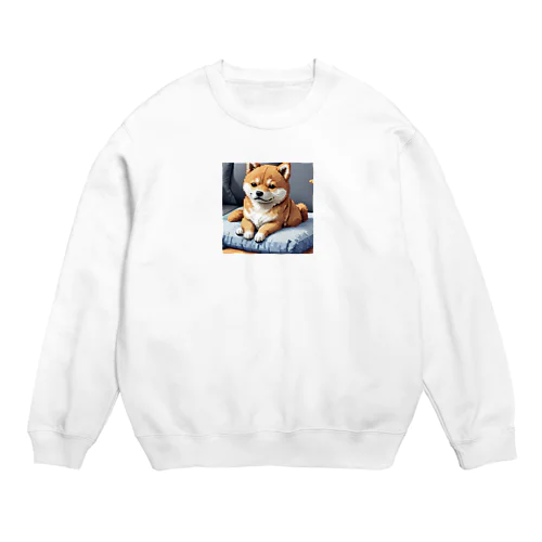 クッションの上でくつろぐ柴犬 Crew Neck Sweatshirt