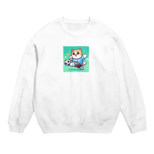 シュートをする猫 Crew Neck Sweatshirt