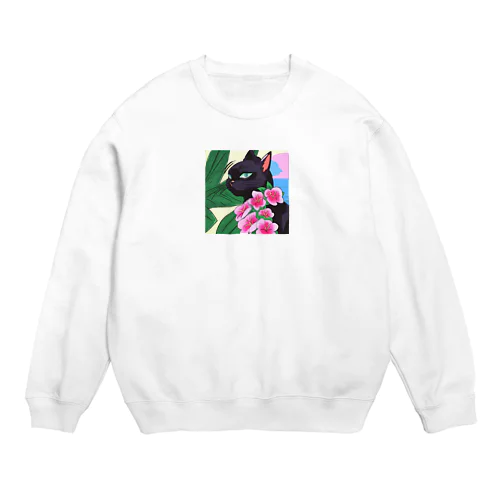 黒猫 アロハ Crew Neck Sweatshirt