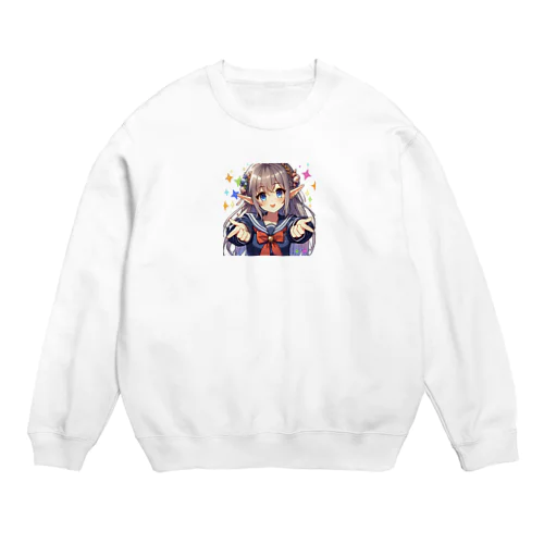 エルフ　美少女　セーラー服　アイドル Crew Neck Sweatshirt