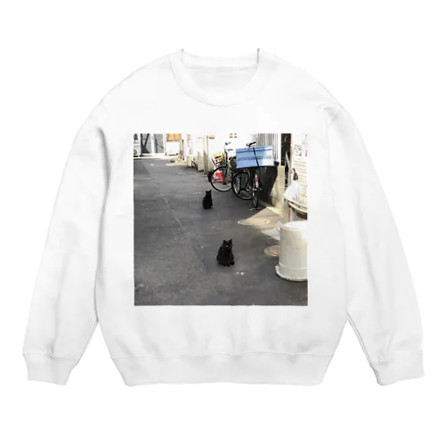 黒猫三連星 路地 Crew Neck Sweatshirt