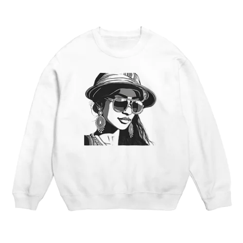 サングラスガール Crew Neck Sweatshirt