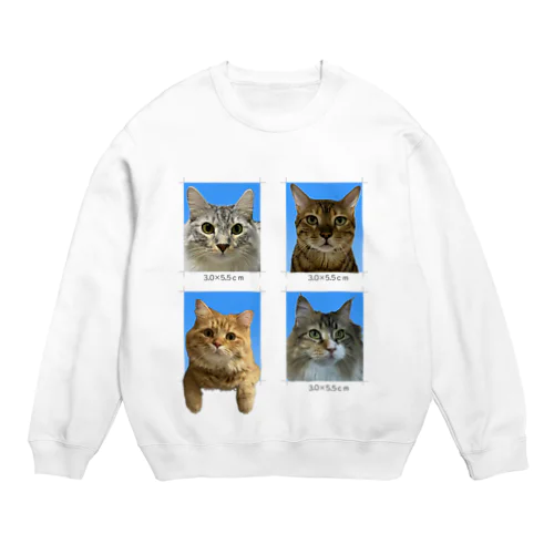 我が猫証明写真グッズ Crew Neck Sweatshirt