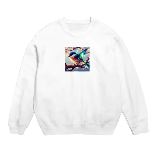 ステンドグラスの様なカワセミ✨ Crew Neck Sweatshirt