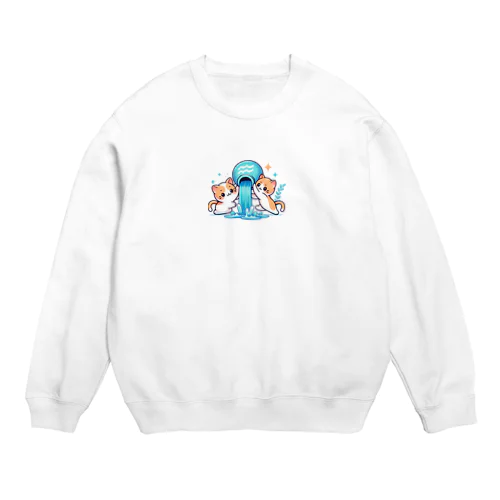 水瓶とネコ Crew Neck Sweatshirt