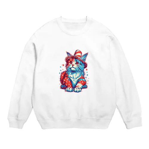 猫LOVEアメリカ　　 Crew Neck Sweatshirt