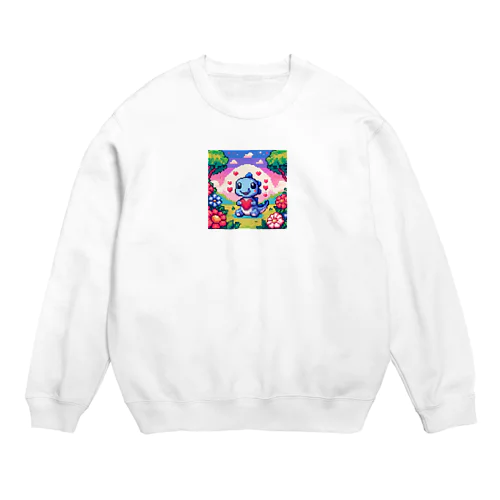 ピクセルアート 恐竜の子ども Crew Neck Sweatshirt