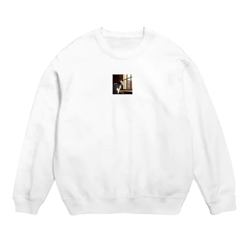 外を見ている猫 Crew Neck Sweatshirt