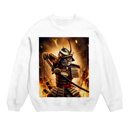 「猫侍の勇者 - 侍猫の武士道グッズ」 Crew Neck Sweatshirt