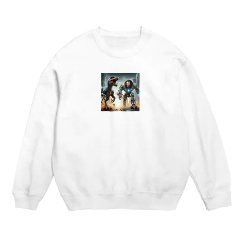 ラプトルvsロボットライオン Crew Neck Sweatshirt