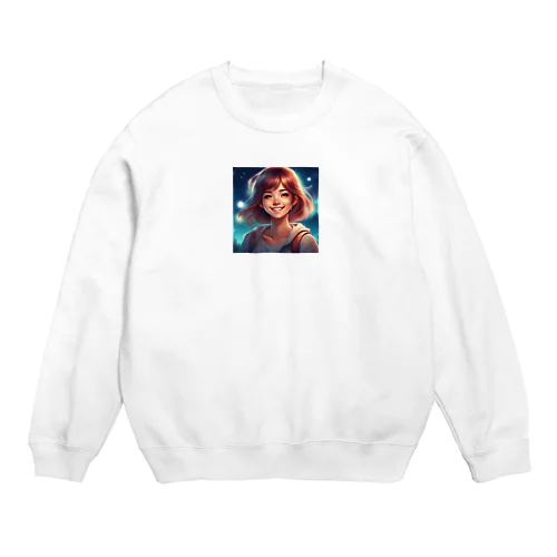 笑顔が魅力的な美少女 Crew Neck Sweatshirt