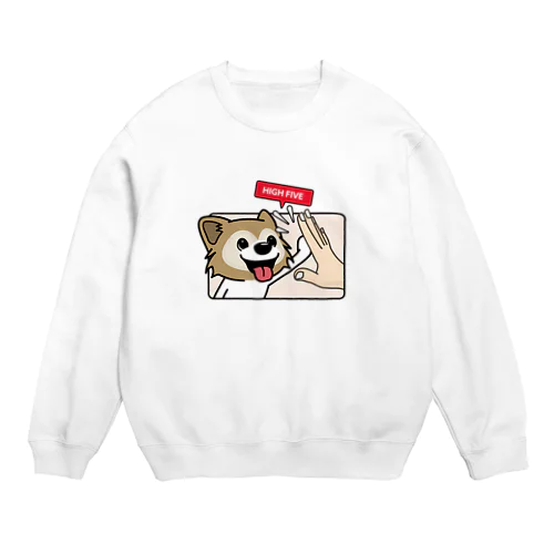 ハイタッチ！パピヨン Crew Neck Sweatshirt