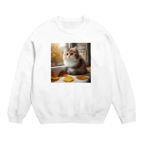 かわいい三毛猫グッズ Crew Neck Sweatshirt