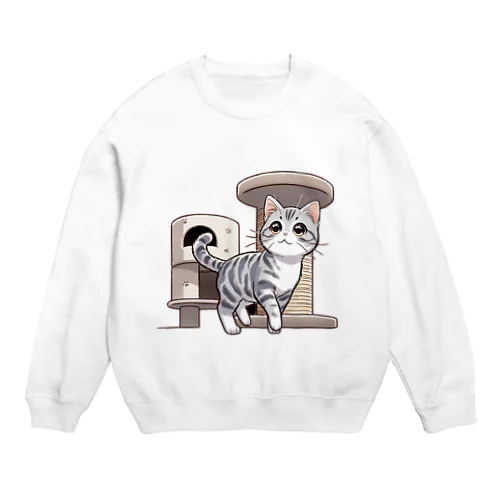 ねこタワー の 猫 Crew Neck Sweatshirt