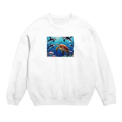 かめ　シャチ　イルカ Crew Neck Sweatshirt