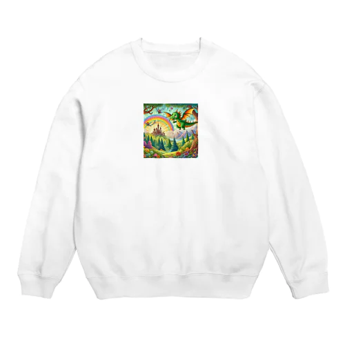 かわいいにじ色の恐竜 Crew Neck Sweatshirt