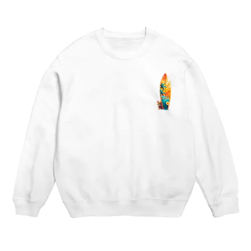 ひょっこり猫サーファー Crew Neck Sweatshirt